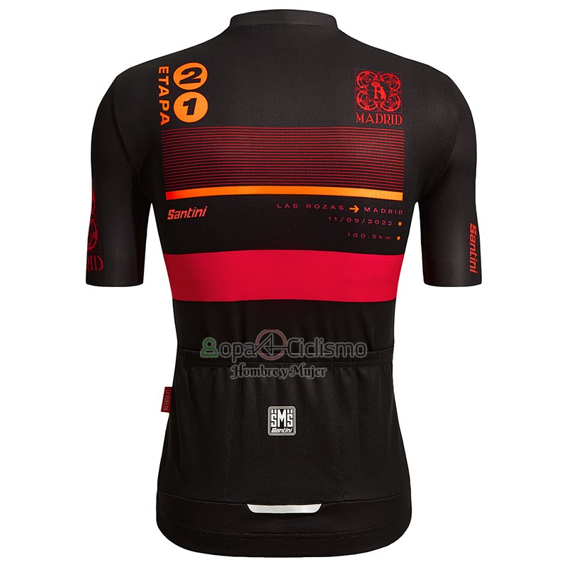 Vuelta Espana Ropa Ciclismo Culotte Corto 2022 Hombre Mangas Cortas Negro Rojo